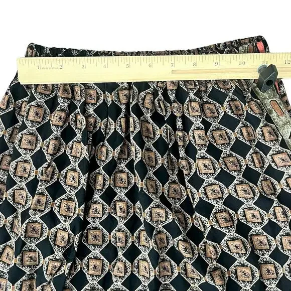 Vintage Brown Red Geometric Button Up Short Sleeve Top Skirt Suit Set size M - Picture 7 of 16